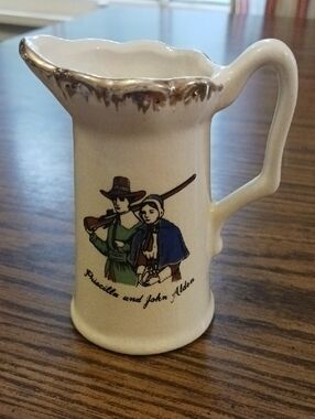 Priscilla And John Alden Collectible Ceramic Miniature Pitcher